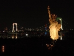 Replica Statue of Liberty and Rainbow Bridge in Odiaba, Japan